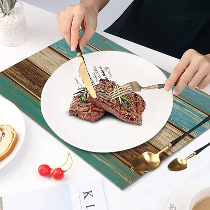 Placemats Set of 4, Retro Rustic Barn Wood Texture Polyester Stain Resistant Table Mats Decoration for Kitchen Dining Table
