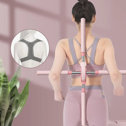 Yoga Stick Hunchback Corrector 80cm Stainless Steel Body FigureTraining Stick Cross Open Back Standing Gym Home Sports Equipment