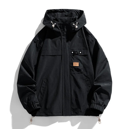Men's Jacket Spring Autumn Hooded Loose Waterproof Windproof Male Workwear Jacket Korean Casual Fashion Clothes Top Outerwear