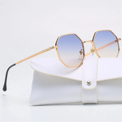 Elegant Polygon Metal Sunglasses - Chic Small Frame UV Protection Shades for Trendsetters