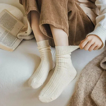 1/2pairs Winter Socks Women Cashmere Wool Thicken Warm Women Socks Sox Japanese Fashion Harajuku Solid Color Thermal Long Socks