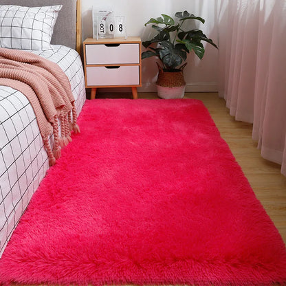 Silk Wool Bedside Blanket for Girls, Ins Bedroom Plush Carpet, Silicone Non Slip Bottom, Living Room Carpet, Cute Rug