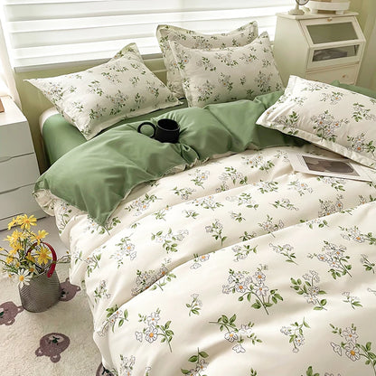 3pcs Duvet Cover Set with Pillowcases No Filling Floral Printed Warm Cute Comforter Soft Full Queen Size Home Bedding Set