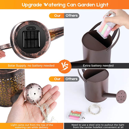 Solar Watering Can Light with Hanging Waterfall Lamp