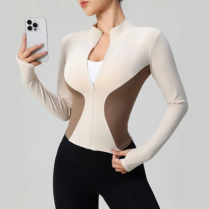 High Quality Workout Fitness Long Sleeve Top with 2 Sides Zipper Finger Hole Mix colours Jacket