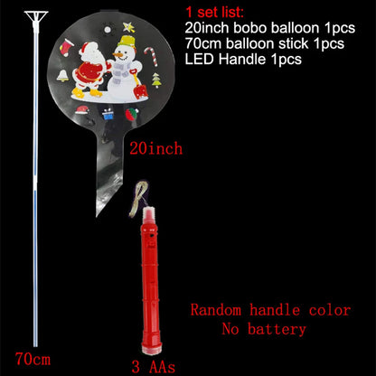 1Set LED Light Up Bobo Balloons With Flashing Handles Christmas Birthday Party Decorations Xmas Ballons Kids New Year Toys Gifts