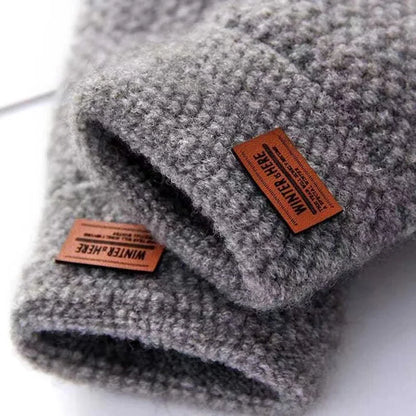 Outdoor Half Finger Gloves Women Men Winter Warm Wool Mittens Unisex Elastic Knitted Touchscreen Nonslip Fingerless Gloves