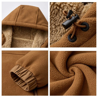 Winter Men's Jacket Polar Fleece Lamb Wool Liner Thicken Warm Coats Outdoor Thermal Hooded Windbreaker Big Size Casual Jackets