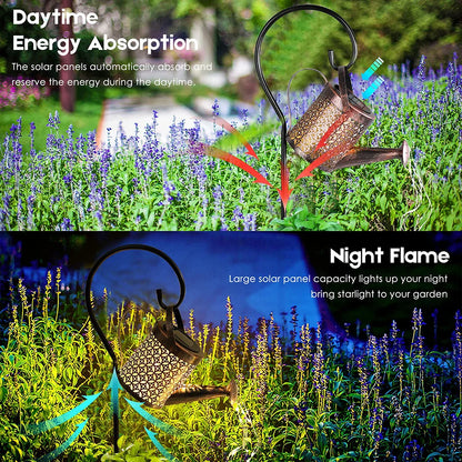 Solar Watering Can Light with Hanging Waterfall Lamp