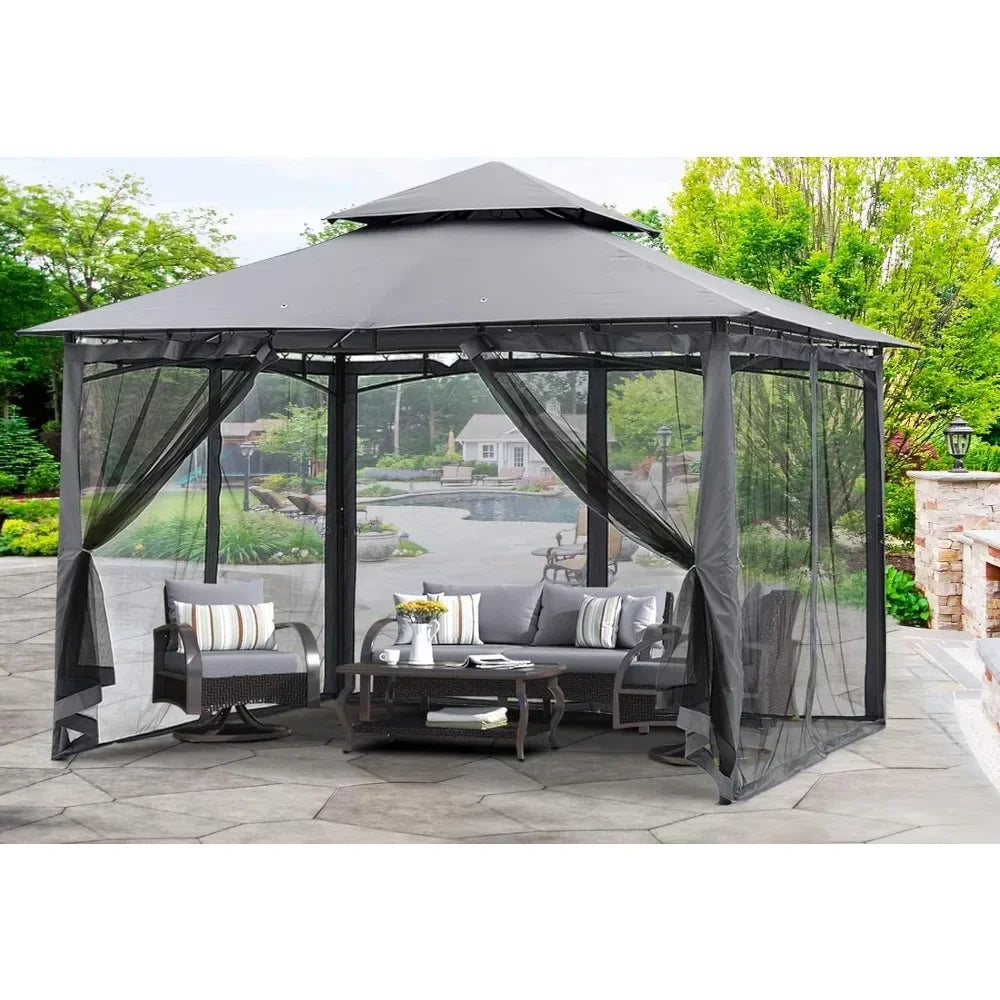 8x8 Gazebo, Garden Gazebos for Patios with Stable Steel Frame and Nett ...