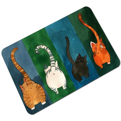 Lovely Cat Bath Kitchen Entrance Door Mat Crystal Velvet Carpet Doormat Colorful Indoor Floor Mats Anti-Slip Rug Home Decor