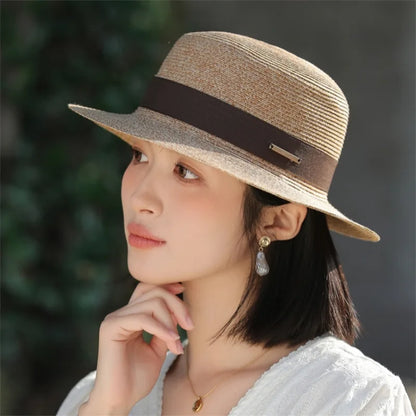 Summer Hat For Ladies Spring Style Fashionable Lightweight Sun-Proof Straw Hat For Outdoor Seaside Sunshade Vacation Beach Hat