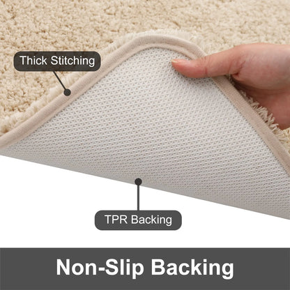 Olanly Shaggy Bathroom Bath Mat Absorbent Shower Pad Non-Slip Thick Bedroom Floor Rug Soft Fluffy Living Room Plush Carpet Decor