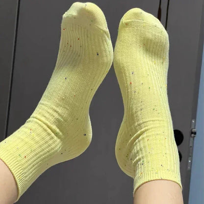 1/5pairs Winter Cashmere Wool Women Socks Casual Japanese Fashion Solid Color Thicker Long Sock Girls Thermal Warm Crew Sock