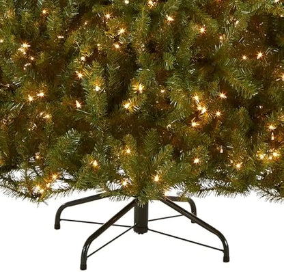 Pre-Lit Artificial Full Christmas Tree, Green, Dunhill Fir, Clear Lights, Includes PowerConnect and Stand, 9 Feet