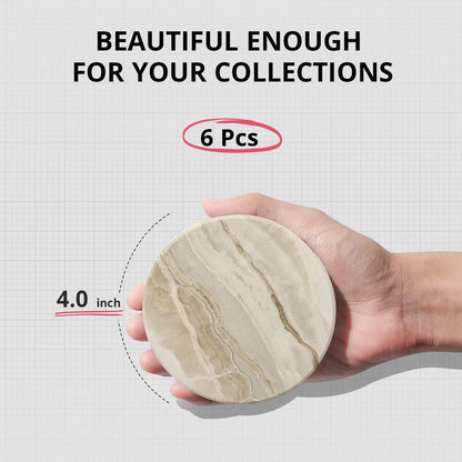Drink Coasters with Holder, Absorbent Coaster Sets of 6, Marble Style Ceramic Drink Coaster for Tabletop Protection