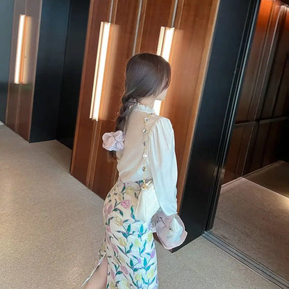 2024 Women Spring Summer New Flower Print Long Clothes Female New High Waist Jacquard Skirt Ladies Mid-length Slim Skirts O782