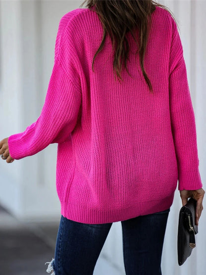 Boho V-Neck Pullover Sweater for Women - Casual Knitwear for Winter