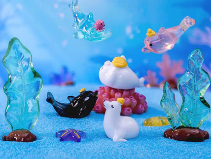 100 Kawaii Resin Ocean Animals Turtle Dolphin Fish Figurine Model Diy Home Decor Miniature Fairy Garden Decoration Accessories