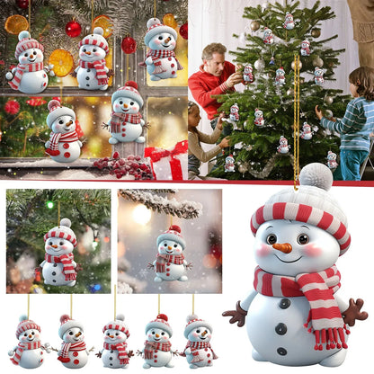 1pc Christmas Decoration Pendant 2D Acrylic Cartoon Christmas Snowman Home Garden Christmas Tree Pendant Party Decoration Decora