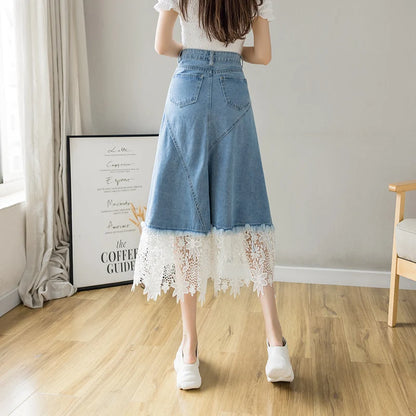 Women's A-line Denim Skirt Vintage 90s Aesthetic Y2k Long Cowboy Skirt Harajuku Korean Emo Jean Skirt 2000s Clothes Summer 2024