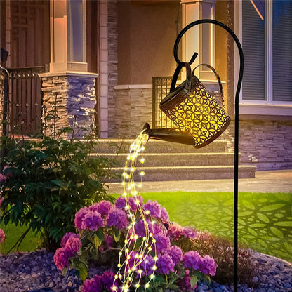 Solar Watering Can Light with Hanging Waterfall Lamp