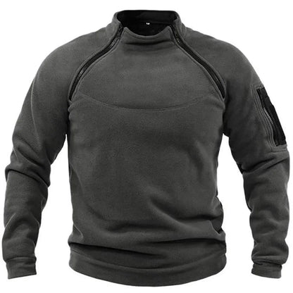 Winter Fleece Men's Pullover Solid Color Tactical Outdoor Jacket Standing Collar Sportwear Windproof Coats Male Thick Sweatshirt