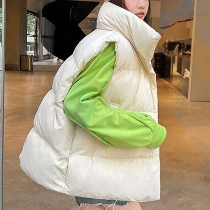 Y2K Vest Women's Thick Warm Down - Harajuku Loose Casual Outerwear Short Waistcoat Windproof