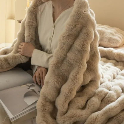 Imitation Rabbit Fur Plush Blanket Winter Warmth Super Comfortable Blanket Bed Luxury Warm Sofa Cover High Quality Throw Blanket