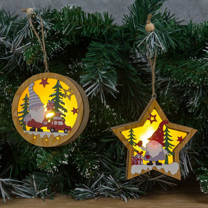 Festival Led Light Wood House Christmas Tree Decorations For Home Hanging Ornaments Holiday Xmas DIY Gifts New Year 2024 Navidad