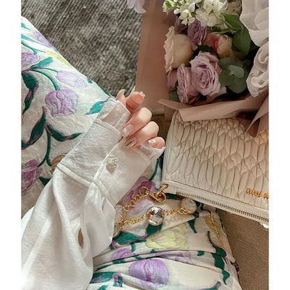 2024 Women Spring Summer New Flower Print Long Clothes Female New High Waist Jacquard Skirt Ladies Mid-length Slim Skirts O782