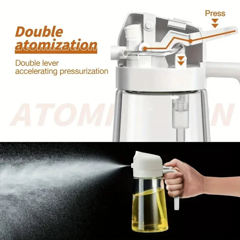 Multifunctional 2-in-1 Kitchen Oil Sprayer and Dispenser - 500ml Plastic Bottle for Cooking and BBQ