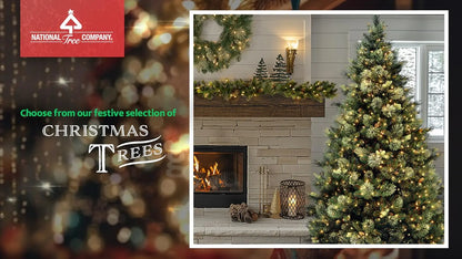Pre-Lit Artificial Full Christmas Tree, Green, Dunhill Fir, Clear Lights, Includes PowerConnect and Stand, 9 Feet