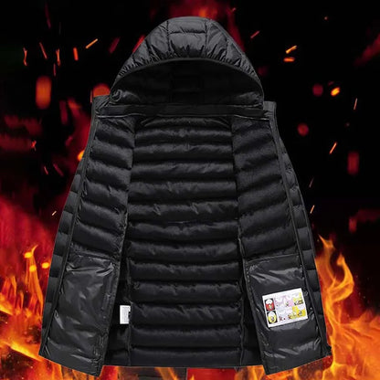 Autumn Winter Men's Cotton-padded Jacket Warm Waterproof Windproof Lightweight Fishing Running Hooded Casual Thick Outwear