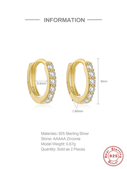 CANNER Real 925 Sterling Silver Hoop Earrings for Women Round Circle Earring Zircon Piercing Earings personalized Trend Jewelry