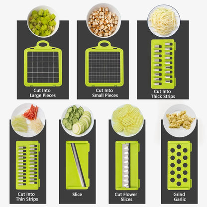 Premium 14/16-in-1 Multifunctional Vegetable Chopper and Dicer - Kitchen Essential for Quick and Efficient Meal Prep