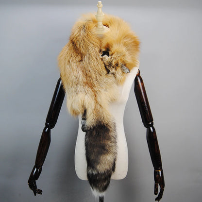 2024 Party Luxury Winter Real Fox Scarf High-End Men's Women's Fox Fur Scarf 100% Natural One-Piece Warmth Real Fox Fur Collar