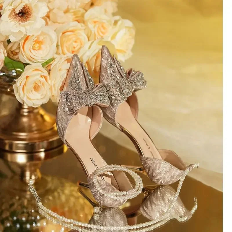 Unique Exclusive 2024 Luxury Pointed Toe Women Rhinestone Butterfly Pe