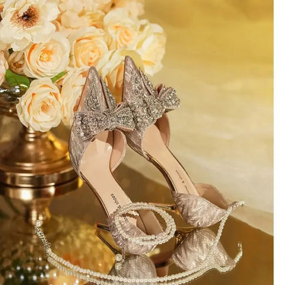 Unique Exclusive 2024 Luxury Pointed Toe Women Rhinestone Butterfly Pe