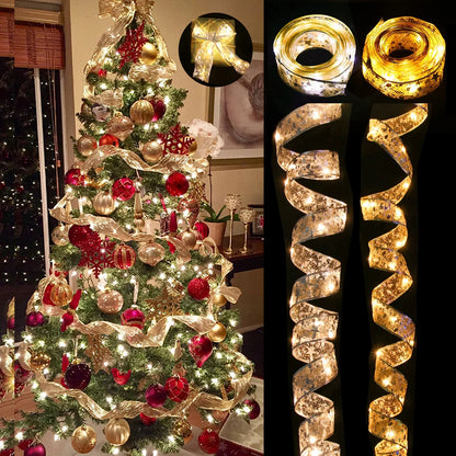5M Ribbon LED Fairy Light Christmas Light Decoration Christmas Tree Ornaments  For Home Bows String Lights Navidad Natal Navidad