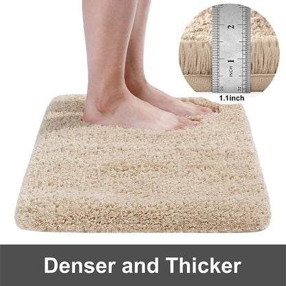 Olanly Shaggy Bathroom Bath Mat Absorbent Shower Pad Non-Slip Thick Bedroom Floor Rug Soft Fluffy Living Room Plush Carpet Decor