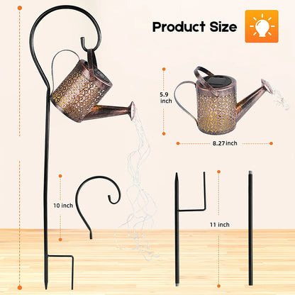 Solar Watering Can Light with Hanging Waterfall Lamp