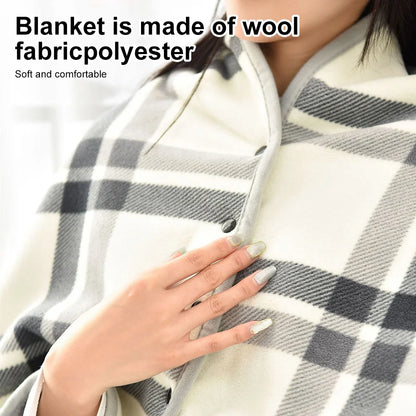 Wearable Plaid Blanket Fleece Doublelayer Blankets With Button Thicken Multifunction Winter Warm Throw Blanket For Sofa Bed