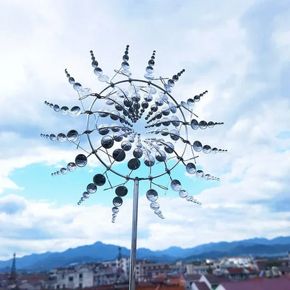 Metal Rotating Windmill 3D Spinner - Outdoor Kinetic Sculpture