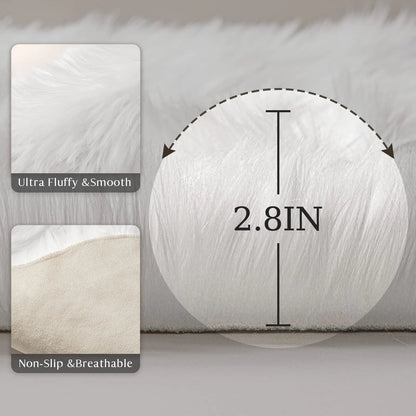 Ashler Faux Fur Rug, White Small Area Rugs, Fluffy Sheepskin Fur Rug, Ultra Soft 2x3 Ft Rugs, Machine Washable Shag Rug, Nursery