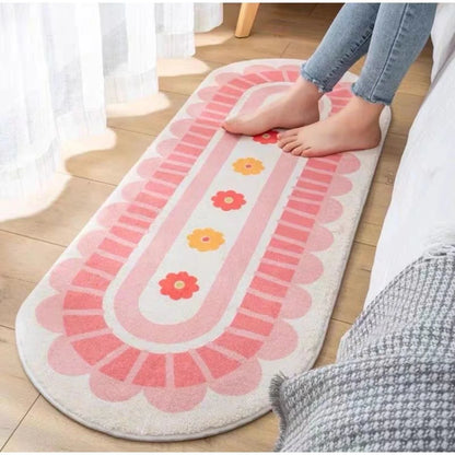 Ins Flowers Rug Carpet Thickened Fluffy Soft Bedside Bedroom Non-Slip Long Floor Mat Bedroom Living Room Girls Decor