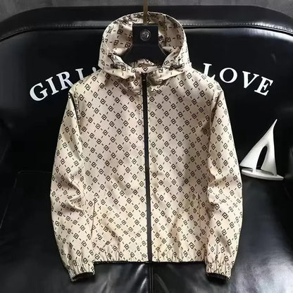 2024 Men's Anti-uv Sun Protection Clothes Plaid Ultra-thin Ice Silk Outdoor Hooded Thin Jacket Sunscreen Serum Coat