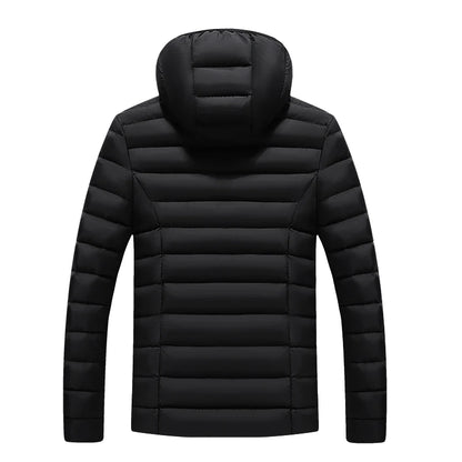 Autumn Winter Men's Cotton-padded Jacket Warm Waterproof Windproof Lightweight Fishing Running Hooded Casual Thick Outwear