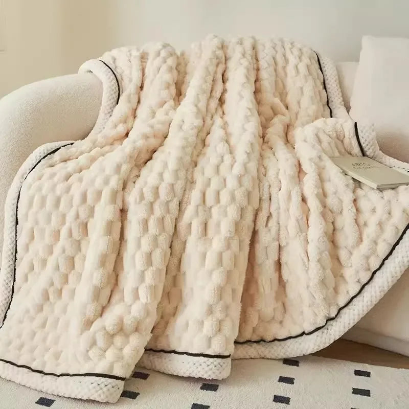 Warm Plush Blankets for Beds Super Soft Plaid Blanket On the Bed Sofa Throw Blanket Office Nap Comforter Bedspread Queen Quilt
