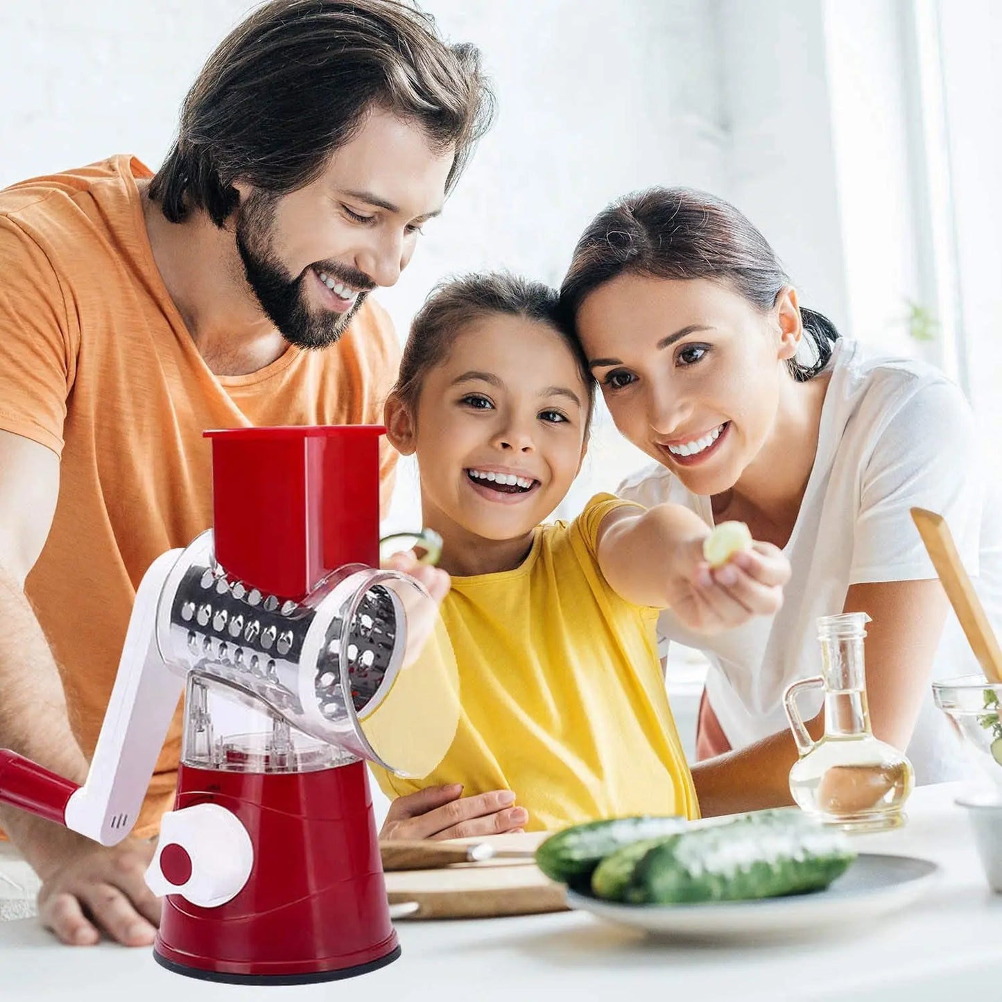 Multifunctional Roller Vegetable Cutter - Hand Crank Shredder & Potato Grater for Home Kitchen